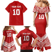Custom Tonga Rugby Family Matching Mermaid Dress and Hawaiian Shirt Ngatu Motifs and Pacific Patterns LT03 - Polynesian Pride