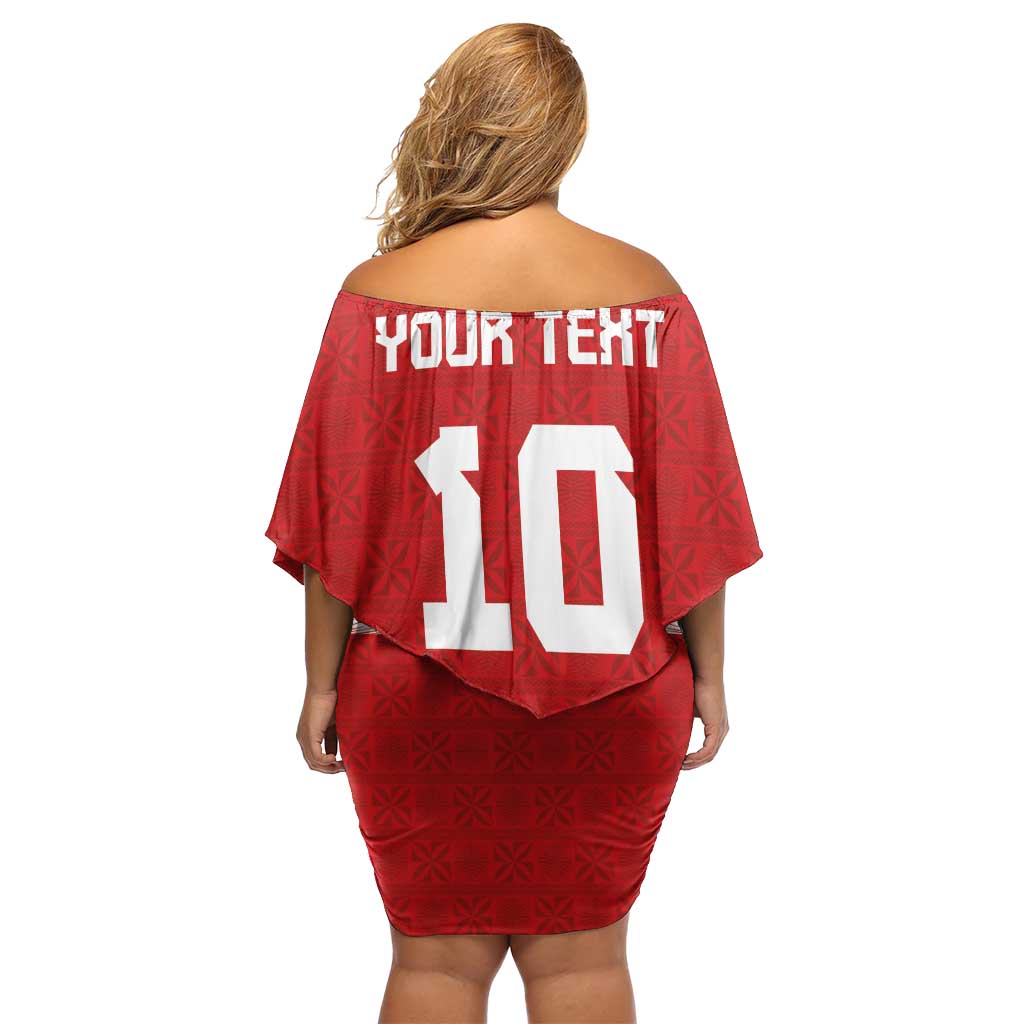 Custom Tonga Rugby Family Matching Off Shoulder Short Dress and Hawaiian Shirt Ngatu Motifs and Pacific Patterns LT03 - Polynesian Pride