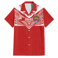 Custom Tonga Rugby Family Matching Summer Maxi Dress and Hawaiian Shirt Ngatu Motifs and Pacific Patterns LT03 Dad's Shirt - Short Sleeve Red - Polynesian Pride