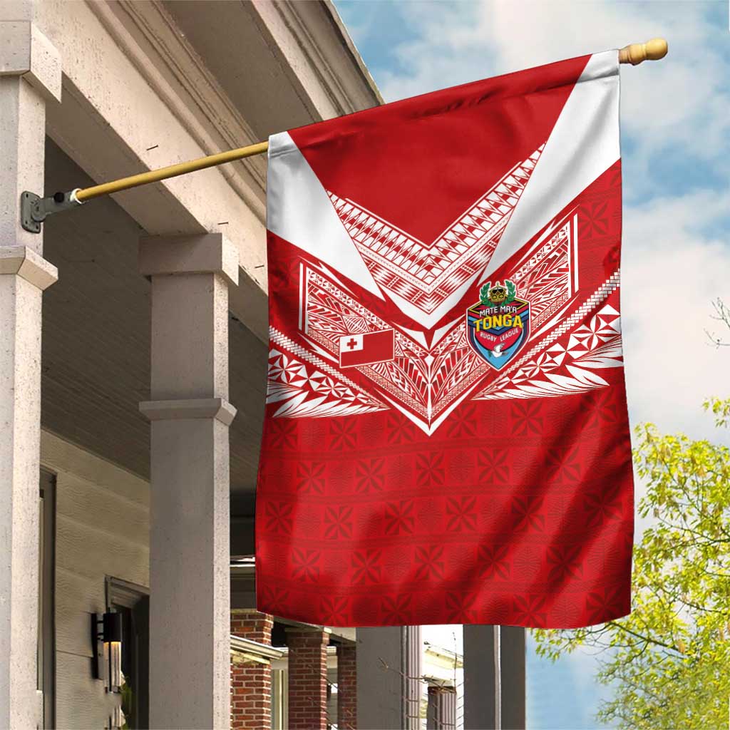 Tonga Rugby Garden Flag Ngatu Motifs and Pacific Patterns LT03 House Flag Red - Polynesian Pride