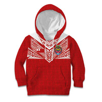 Custom Tonga Rugby Kid Hoodie Ngatu Motifs and Pacific Patterns