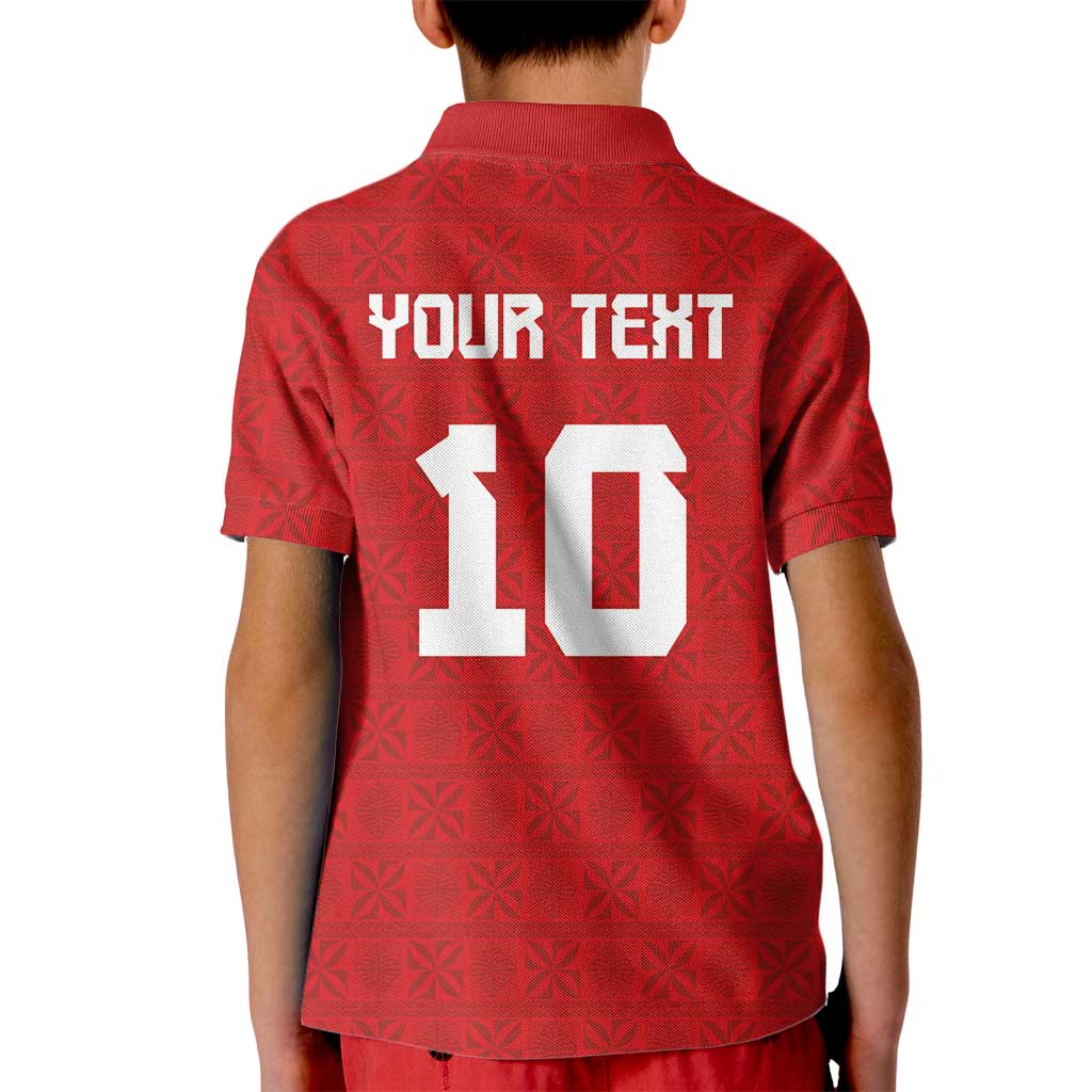 Custom Tonga Rugby Kid Polo Shirt Ngatu Motifs and Pacific Patterns