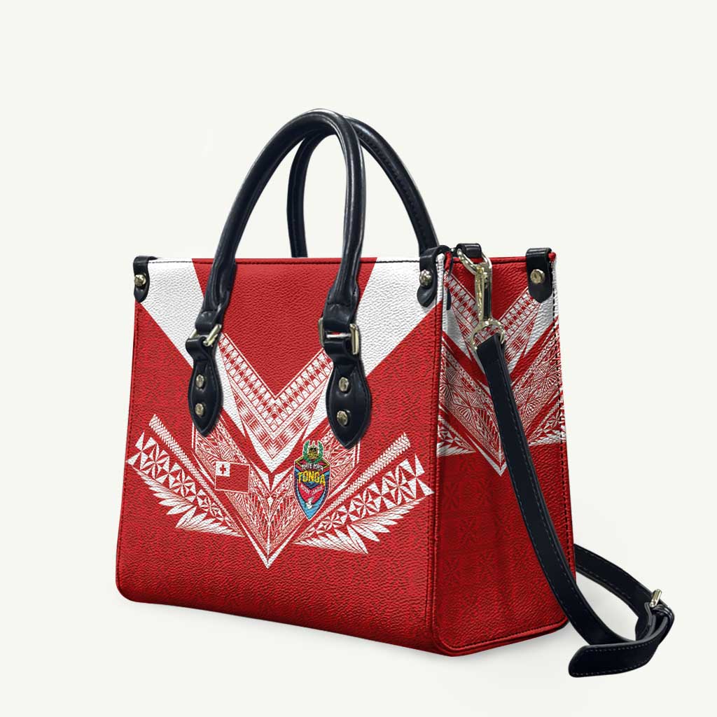 Tonga Rugby Leather Bag Ngatu Motifs and Pacific Patterns LT03 Red - Polynesian Pride