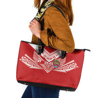Tonga Rugby Leather Tote Bag Ngatu Motifs and Pacific Patterns