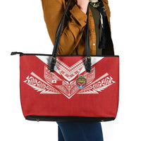 Tonga Rugby Leather Tote Bag Ngatu Motifs and Pacific Patterns