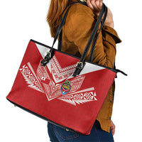 Tonga Rugby Leather Tote Bag Ngatu Motifs and Pacific Patterns