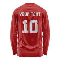 Custom Tonga Rugby Long Sleeve Shirt Ngatu Motifs and Pacific Patterns