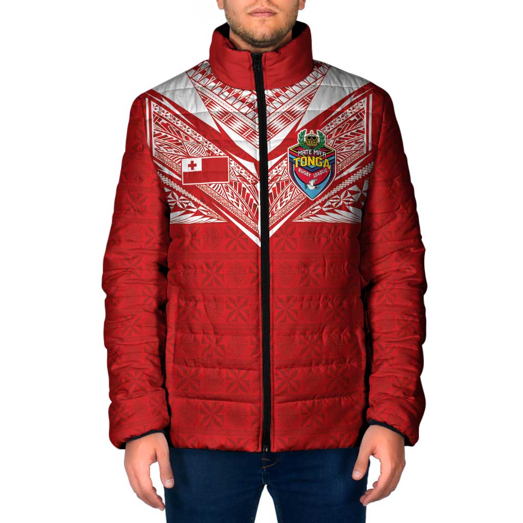 Custom Tonga Rugby Padded Jacket Ngatu Motifs and Pacific Patterns LT03 Men Red - Polynesian Pride
