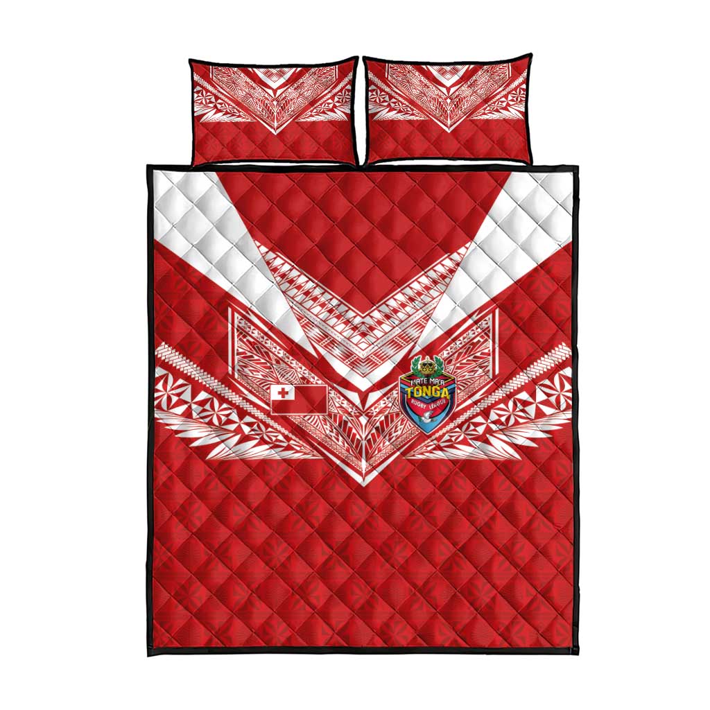 Tonga Rugby Quilt Bed Set Ngatu Motifs and Pacific Patterns