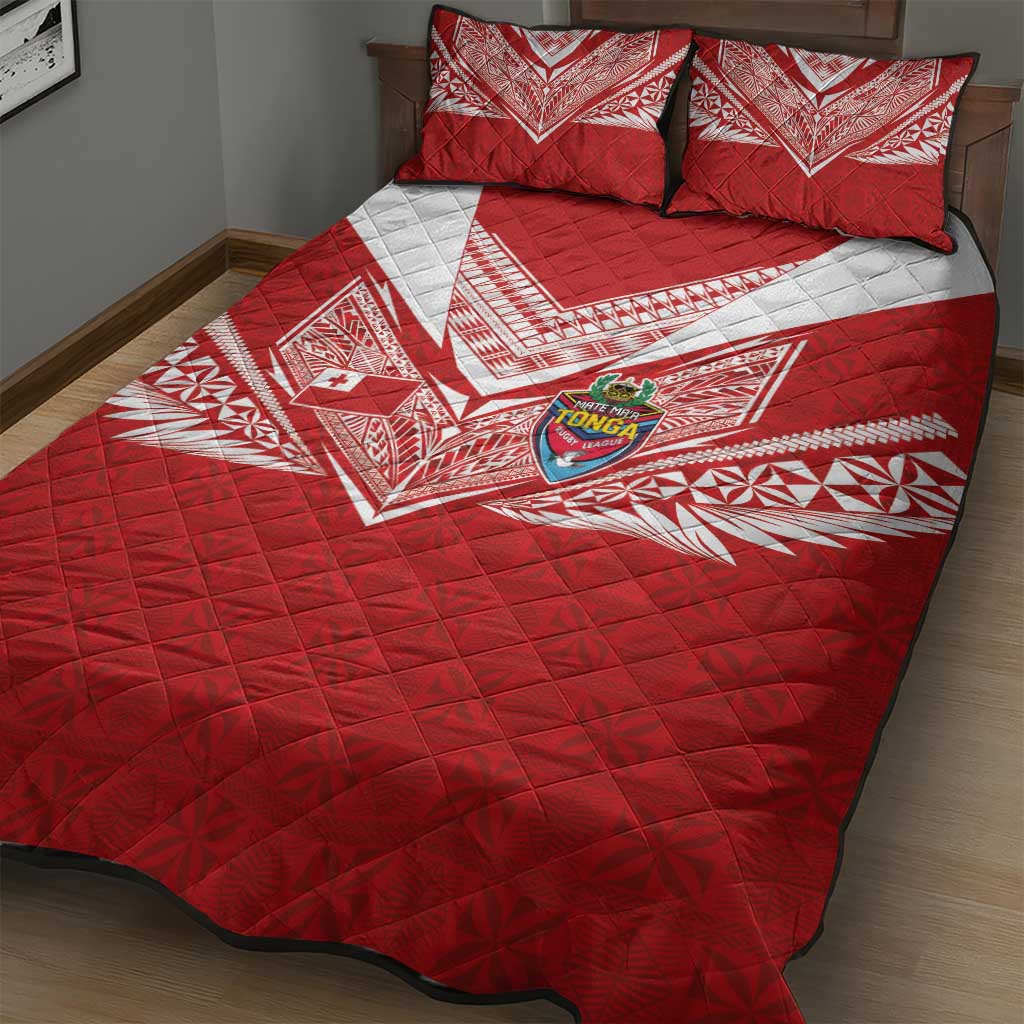 Tonga Rugby Quilt Bed Set Ngatu Motifs and Pacific Patterns
