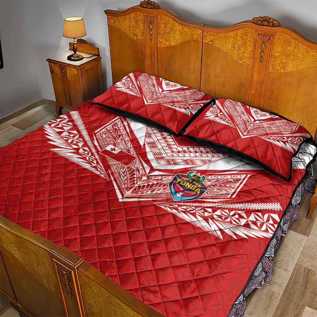 Tonga Rugby Quilt Bed Set Ngatu Motifs and Pacific Patterns