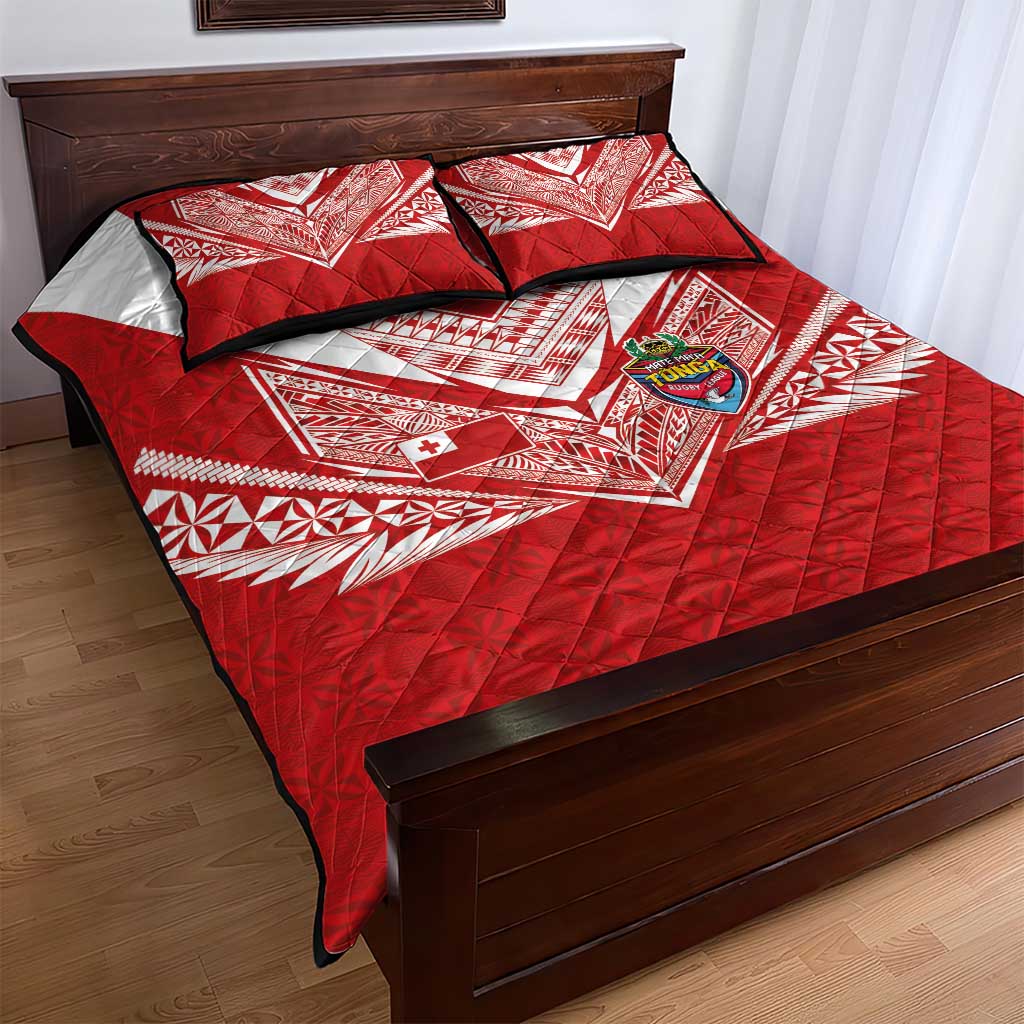 Tonga Rugby Quilt Bed Set Ngatu Motifs and Pacific Patterns