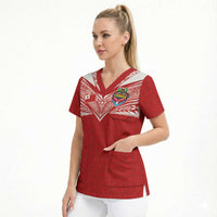 Custom Tonga Rugby Scrub Top Ngatu Motifs and Pacific Patterns