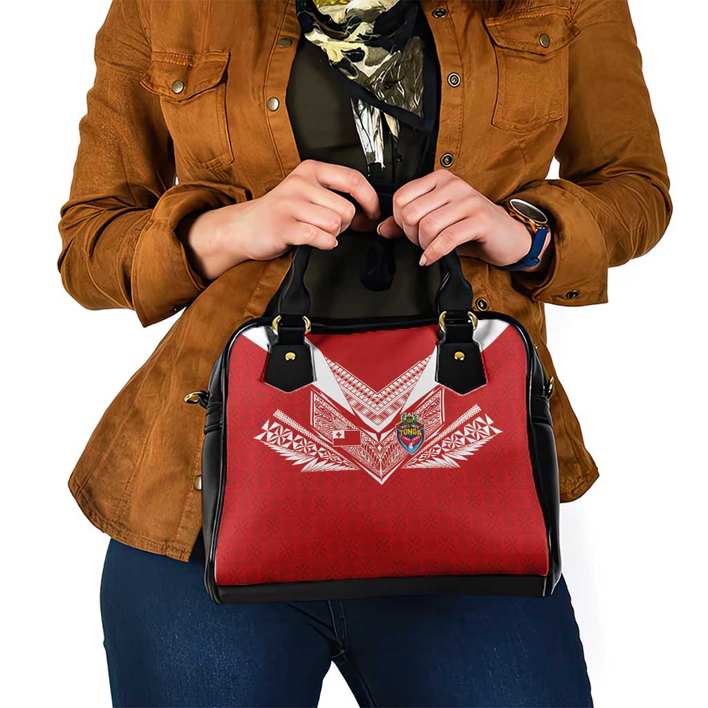Tonga Rugby Shoulder Handbag Ngatu Motifs and Pacific Patterns