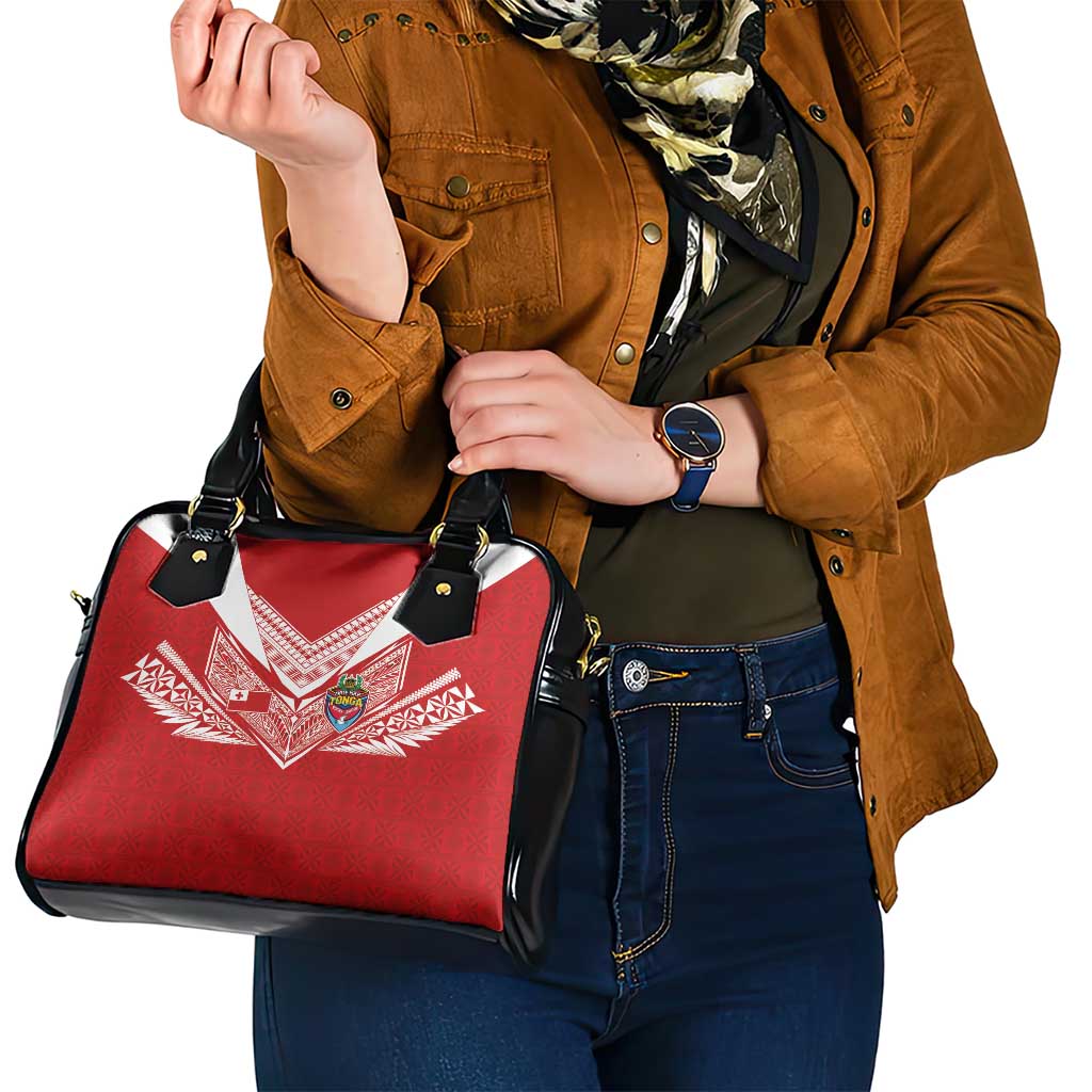 Tonga Rugby Shoulder Handbag Ngatu Motifs and Pacific Patterns