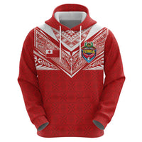 Custom Tonga Rugby Zip Hoodie Ngatu Motifs and Pacific Patterns