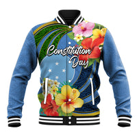 Micronesia Constitution Day Baseball Jacket Hibiscus and Tapa Tribal Pattern LT03 Unisex Blue - Polynesian Pride