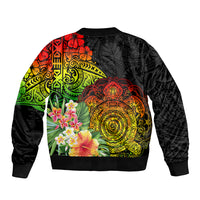 Polynesia Victory Day Bomber Jacket Tribal Turtle and Hibiscus LT03 - Polynesian Pride