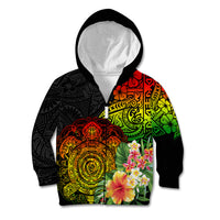 Polynesia Victory Day Kid Hoodie Tribal Turtle and Hibiscus LT03 Zip Hoodie Reggae - Polynesian Pride