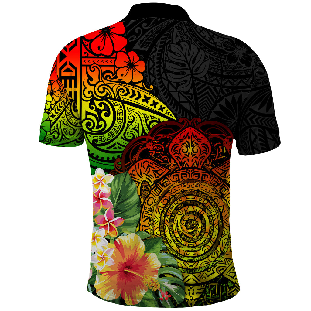 Polynesia Victory Day Polo Shirt Tribal Turtle and Hibiscus LT03 - Polynesian Pride