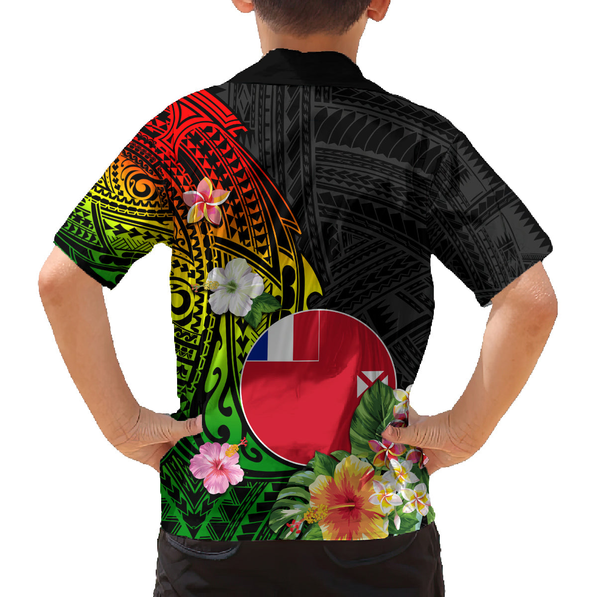 Wallis and Futuna Victory Day Family Matching Long Sleeve Bodycon Dress and Hawaiian Shirt Tribal Polynesian Tattoo and Hibiscus Flower LT03 - Polynesian Pride