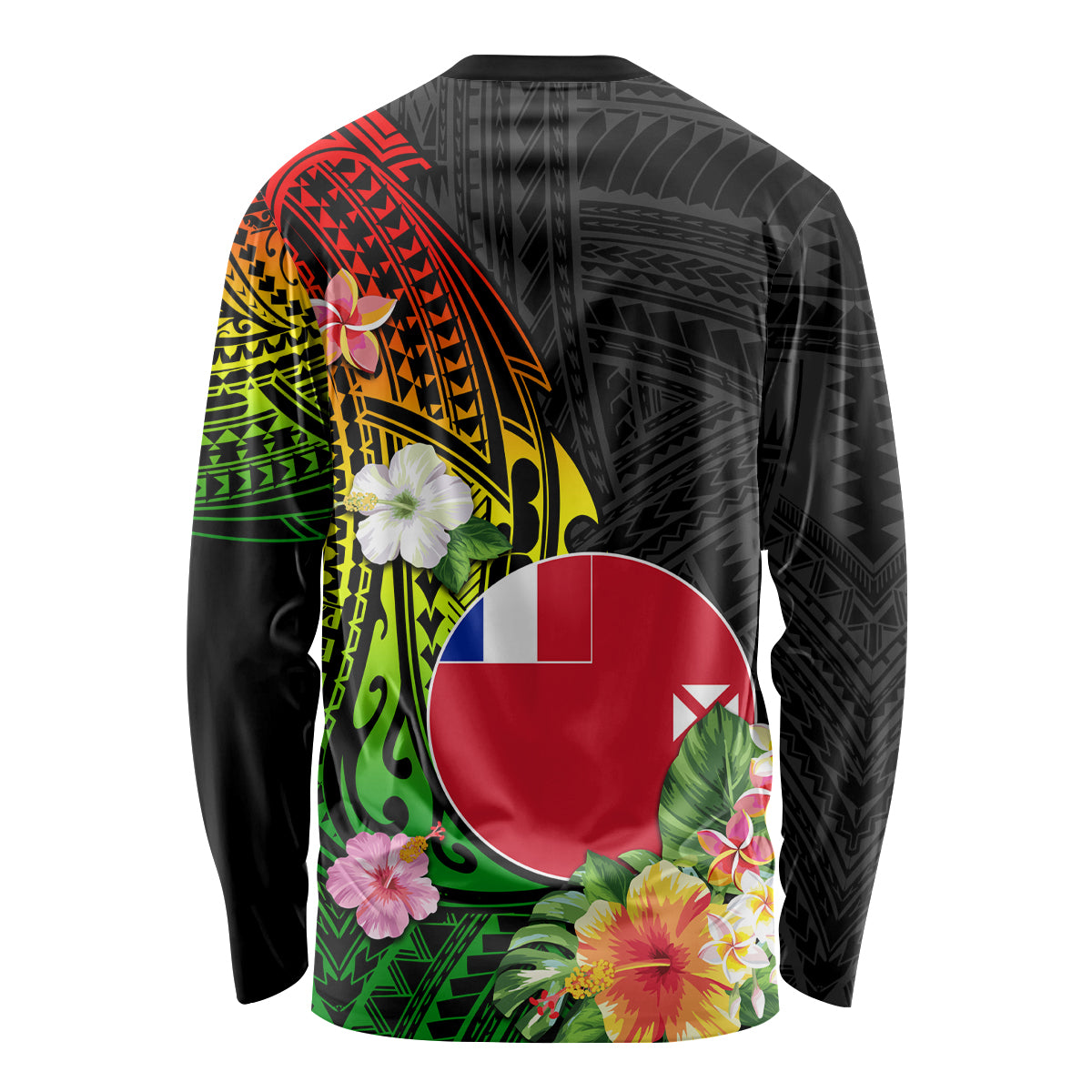 Wallis and Futuna Victory Day Long Sleeve Shirt Tribal Polynesian Tattoo and Hibiscus Flower LT03 - Polynesian Pride