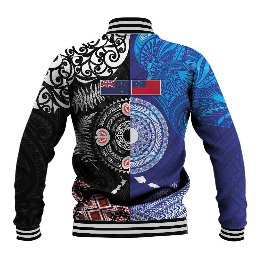 Samoa and Aotearoa Together Baseball Jacket Tatau Art Tattoos-Taniko and Maori with Fern