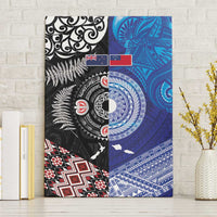 Samoa and Aotearoa Together Canvas Wall Art Tatau Art Tattoos-Taniko and Maori with Fern LT03 Without Frame Black - Polynesian Pride