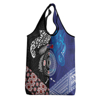 Samoa and Aotearoa Together Grocery Bag Tatau Art Tattoos-Taniko and Maori with Fern