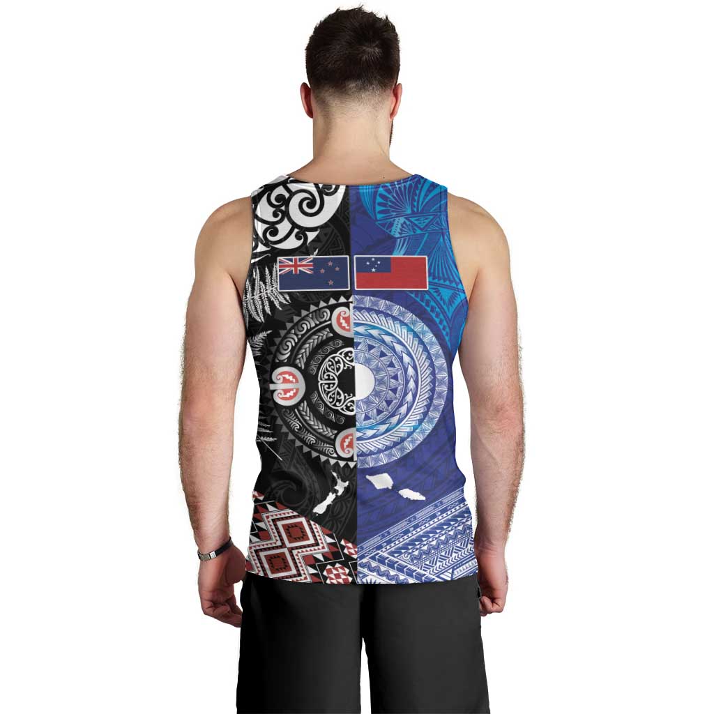 Samoa and Aotearoa Together Men Tank Top Tatau Art Tattoos-Taniko and Maori with Fern