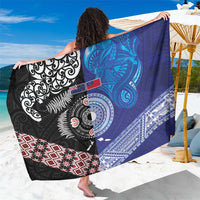 Samoa and Aotearoa Together Sarong Tatau Art Tattoos-Taniko and Maori with Fern LT03 One Size 44 x 66 inches Black - Polynesian Pride