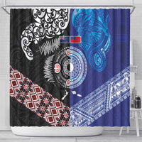 Samoa and Aotearoa Together Shower Curtain Tatau Art Tattoos-Taniko and Maori with Fern