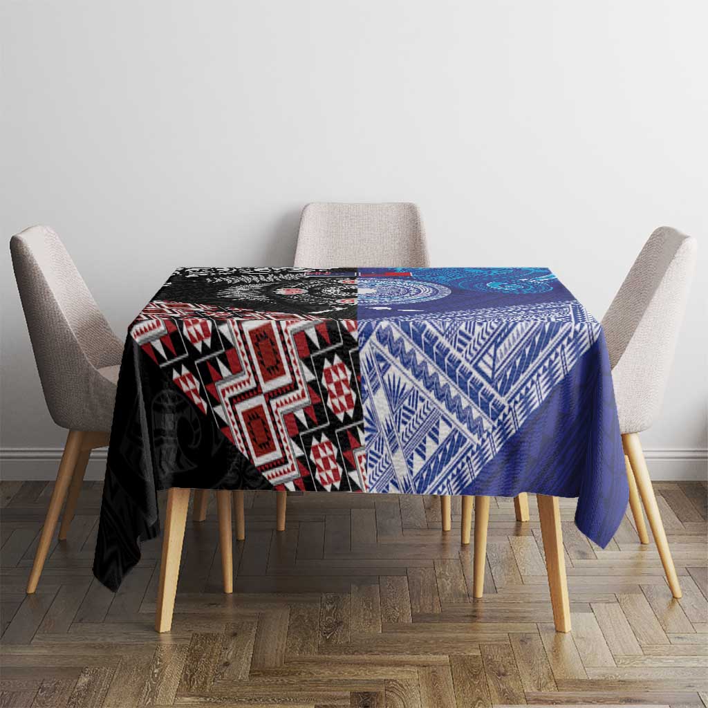 Samoa and Aotearoa Together Tablecloth Tatau Art Tattoos-Taniko and Maori with Fern