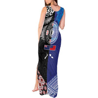 Samoa and Aotearoa Together Tank Maxi Dress Tatau Art Tattoos-Taniko and Maori with Fern