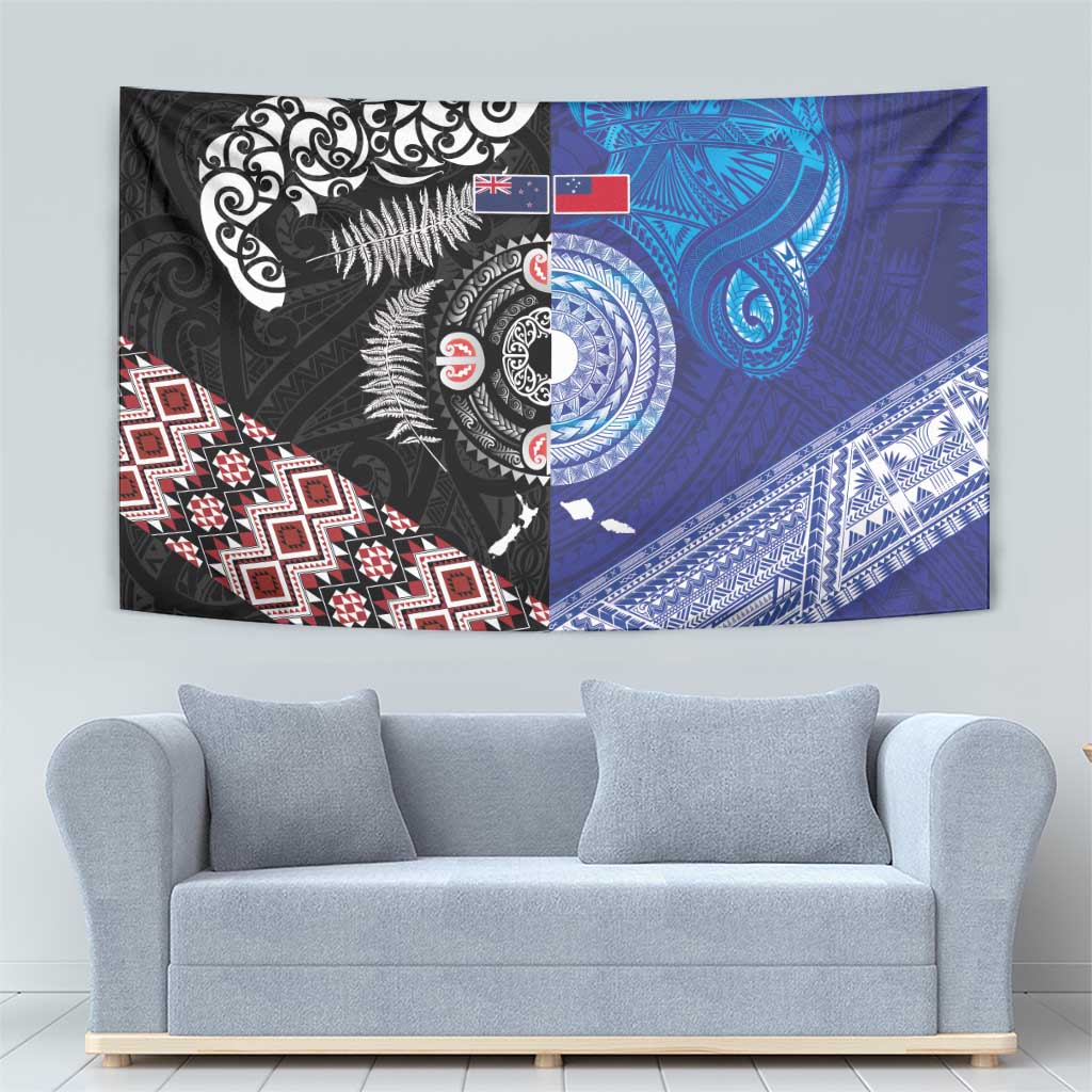 Samoa and Aotearoa Together Tapestry Tatau Art Tattoos-Taniko and Maori with Fern
