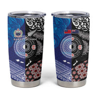 Samoa and Aotearoa Together Tumbler Cup Tatau Art Tattoos-Taniko and Maori with Fern LT03 Black - Polynesian Pride