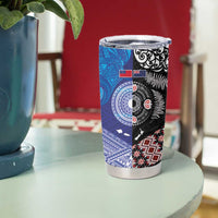 Samoa and Aotearoa Together Tumbler Cup Tatau Art Tattoos-Taniko and Maori with Fern LT03 - Polynesian Pride