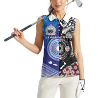 Samoa and Aotearoa Together Women Sleeveless Polo Shirt Tatau Art Tattoos-Taniko and Maori with Fern