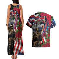 Hawaii and United States Memorial Day Couples Matching Tank Maxi Dress and Hawaiian Shirt Honor and Remember The Fallen LT03 - Polynesian Pride