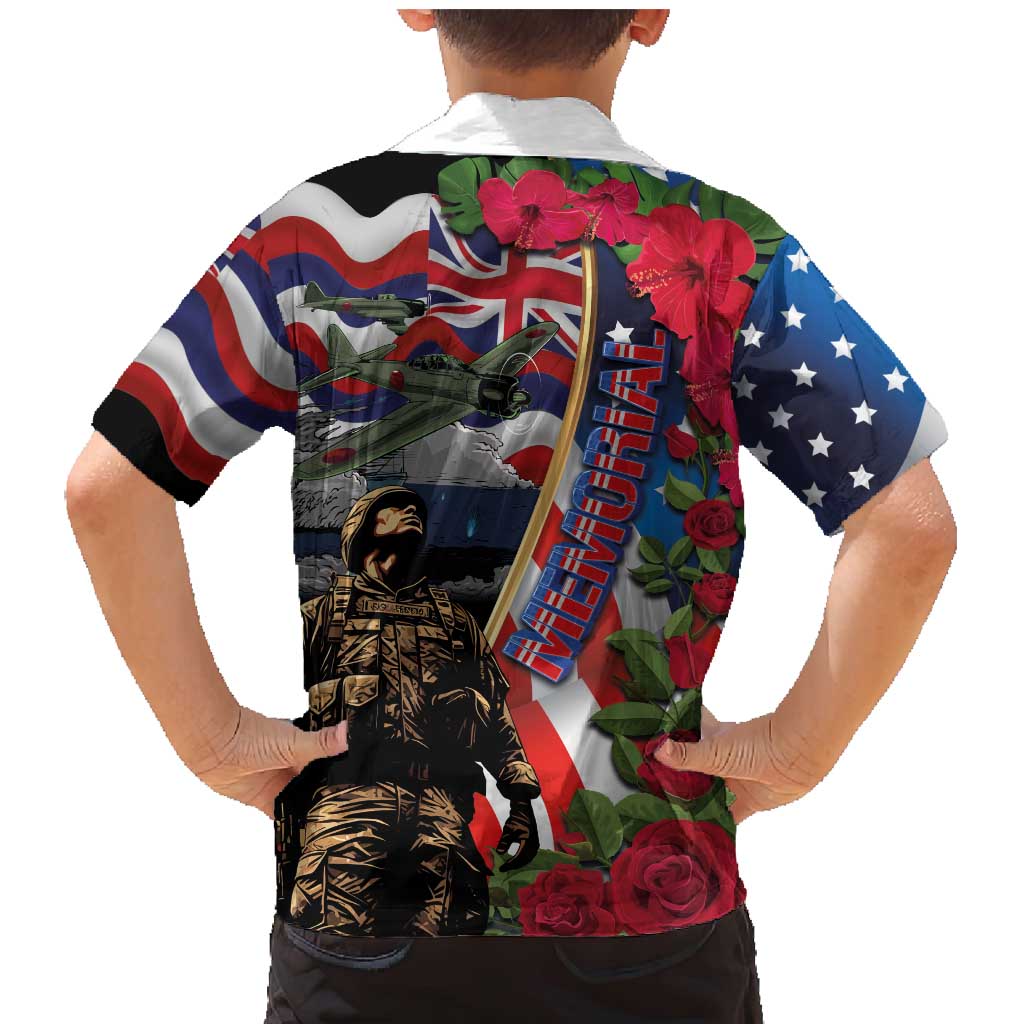 Hawaii and United States Memorial Day Family Matching Mermaid Dress and Hawaiian Shirt Honor and Remember The Fallen LT03 - Polynesian Pride