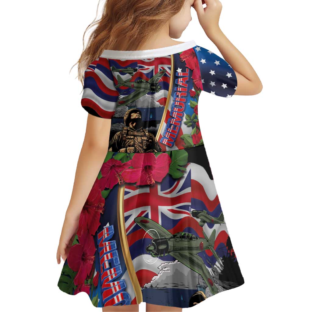 Hawaii and United States Memorial Day Family Matching Off Shoulder Short Dress and Hawaiian Shirt Honor and Remember The Fallen LT03 - Polynesian Pride