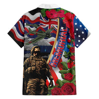 Hawaii and United States Memorial Day Family Matching Off Shoulder Short Dress and Hawaiian Shirt Honor and Remember The Fallen LT03 - Polynesian Pride