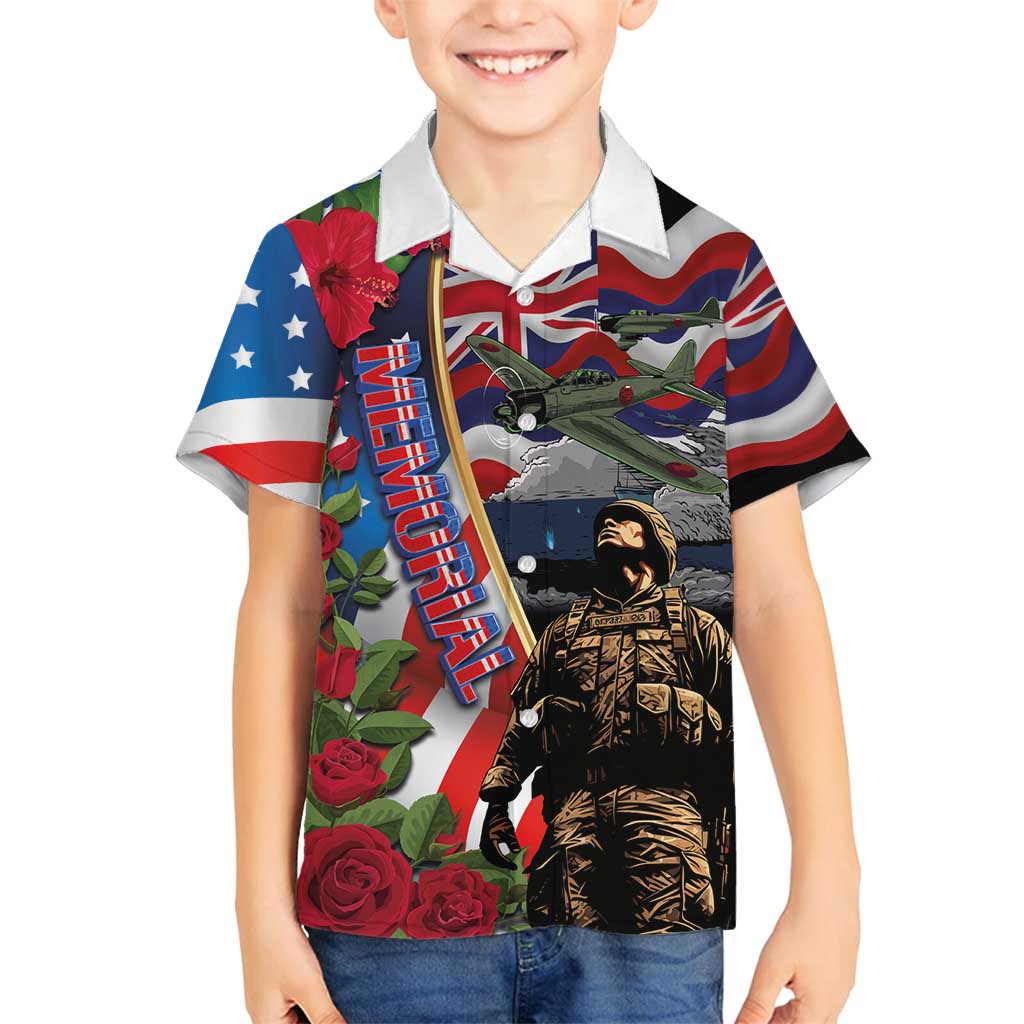 Hawaii and United States Memorial Day Family Matching Puletasi and Hawaiian Shirt Honor and Remember The Fallen