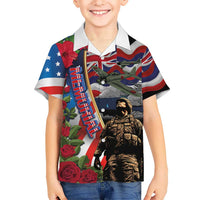 Hawaii and United States Memorial Day Kid Hawaiian Shirt Honor and Remember The Fallen