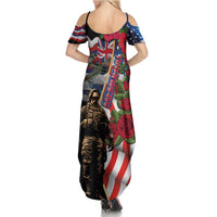 Hawaii and United States Memorial Day Summer Maxi Dress Honor and Remember The Fallen