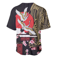 Japanese Culture and Hawaiian Tribal Baseball Jersey Sakura Blossom Tapa Pattern LT03 - Polynesian Pride