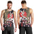 Japanese Culture and Hawaiian Tribal Men Tank Top Sakura Blossom Tapa Pattern