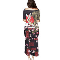 Japanese Culture and Hawaiian Tribal Puletasi Sakura Blossom Tapa Pattern