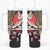 Japanese Culture and Hawaiian Tribal Tumbler With Handle Sakura Blossom Tapa Pattern