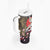 Japanese Culture and Hawaiian Tribal Tumbler With Handle Sakura Blossom Tapa Pattern